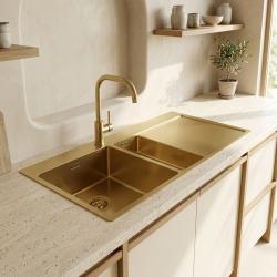 pure-sink-exclusivo-gold-1-5-sink-draining-board-100x52-cm